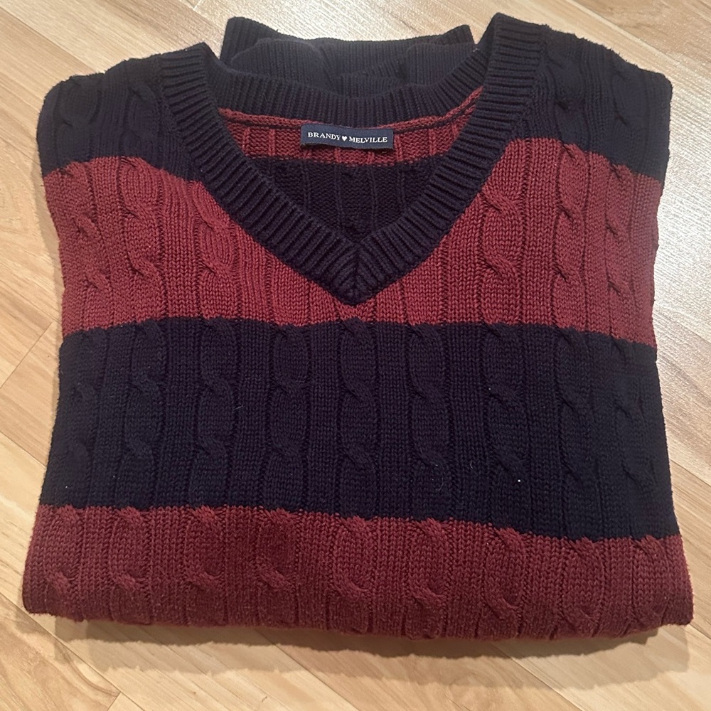 Maroon and navy sweater
